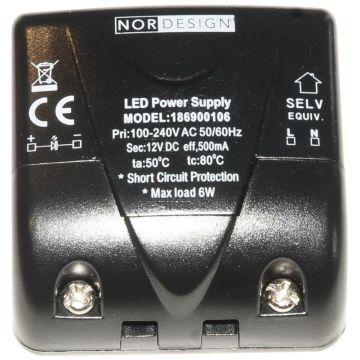 LED transformator 12V DC 6W NorDesign (ikke dimbar)