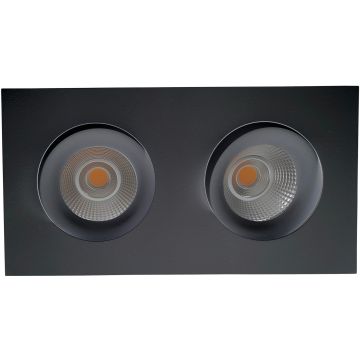 Georgia 360SQ K2 downlight, CRI97, dimbar LED 3000 Kelvin 600lm x 2, 25º tilt, IP44, Sort