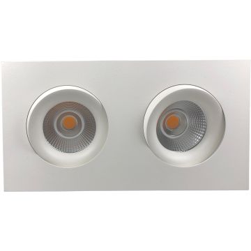 Georgia 360SQ K2 downlight, CRI97, dimbar LED 3000 Kelvin 600lm x 2, 25º tilt, IP44, Hvit