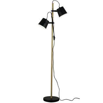 Espresso gulvlampe, høyde 153 cm, Sort / Tre
