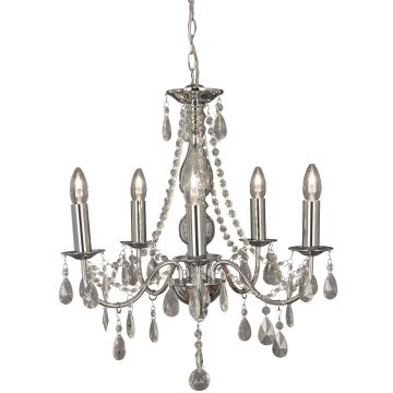 Granville 5 lysekrone, diameter 50 cm, Krom