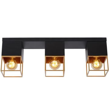 Rixt 3 taklampe, Sort/Gull
