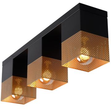 Renate 3 taklampe, lengde 54 cm, Sort/Gull