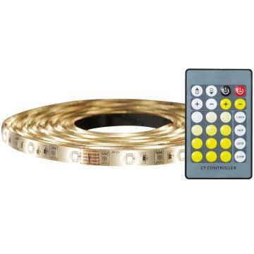 Ledstrip med plugin-trafo og fjernkontroll, lengde 500 cm, 15W LED 1200lm 2700-6000K