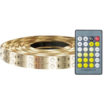 Ledstrip med plugin-trafo og fjernkontroll, lengde 10 meter (2x5m), 32W LED 2450lm 2700-6000K