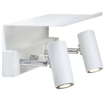 Vegghylle til dobbel vegglampe, Matt hvit