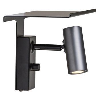 Vegghylle til enkel vegglampe, Matt sort