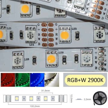 LED Strip 12V IP20 RGBW, 14,4W/m, 5 meter pakke