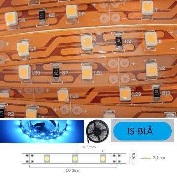 LED Strip 12V IP20 Ice blue 4,8W/m, 5 meter pakke (Begrenset antall)