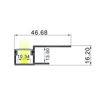 Aluminiumsprofil Structural 4716, 2 meter, Aluminium / Opalhvit avdekning