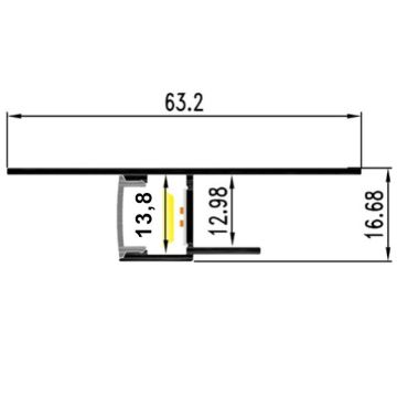 Aluminiumsprofil Structural 6316, 2 meter, Aluminium / Opalhvit avdekning