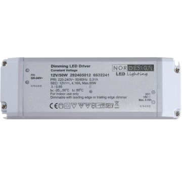 LED transformator 12V DC 50W NorDesign, dimbar