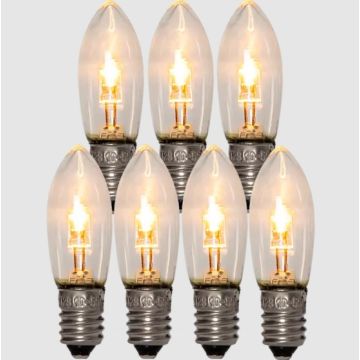 Reservepære Universal LED 10-55V 0,1-0,5W E10, varmhvitt lys 2000K, 7-pk