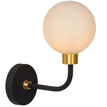Berend vegglampe baderom G9, høyde 25 cm, Sort/Matt gull