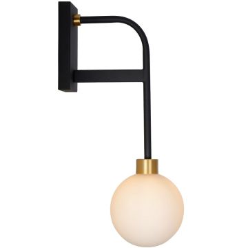 Berend vegglampe baderom G9, høyde 39 cm, Sort/Matt gull