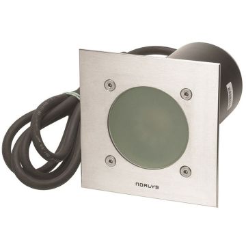 Rena 1555 nedfelt, 13 x 13 cm, inkl LED-pære, frostet glass, Syrefast stål