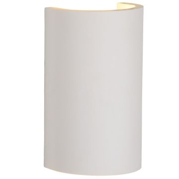 Gipsy vegglampe for fast montering, halvrund, høyde 18 cm, Hvit