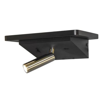 Sandy vegglampe med USB + trådløs lading, Sort
