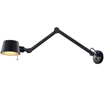 Pionex vegglampe med lang arm, Sort / Gull