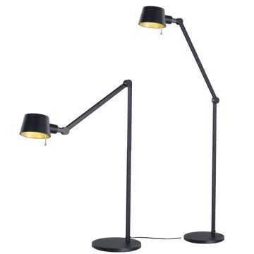 Pionex gulvlampe, høyde 173 cm, Sort / Gull