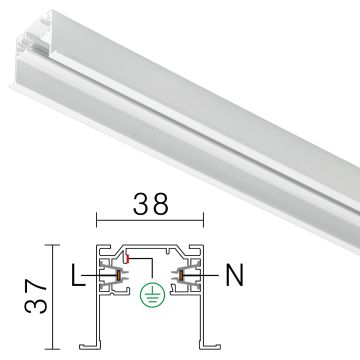 Vox strømskinne, 230V for dyp innfelling, Hvit, Uten tilkobling, 1 meter