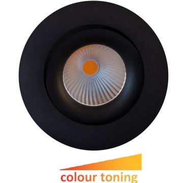 Georgia rund downlight, dimbar LED, 550lm CRI95, 30º tilt, ink driver, Dim to warm, Sort