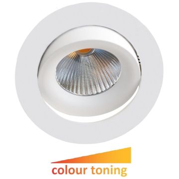 Georgia rund downlight, dimbar LED, 550lm CRI95, 30º tilt, ink driver, Dim to warm, Hvit