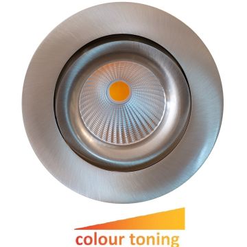 Georgia rund downlight, dimbar LED, 550lm CRI95, 30º tilt, ink driver, Dim to warm, Satin