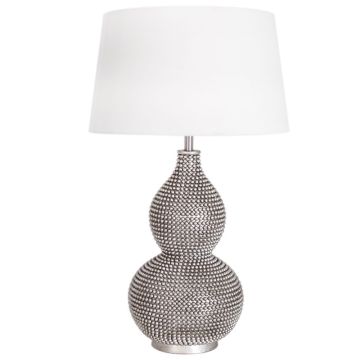 Lofty bordlampe, høyde 55 cm, Satin/Hvit lampeskjerm