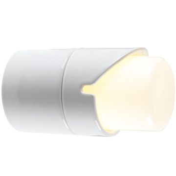 Light On vegglampe E27 IP44, fremspring 18 cm, Blank opalhvitt glass, Hvit