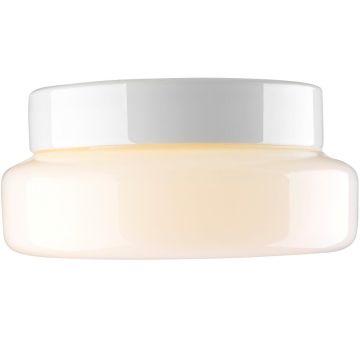 Classic taklampe IP44, diameter 24 cm, Blankt opalhvitt glass / Hvit