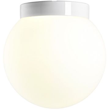 Classic Glob 300 taklampe med bevegelsessensor E27 IP44, Matt opalhvitt glass / Hvit