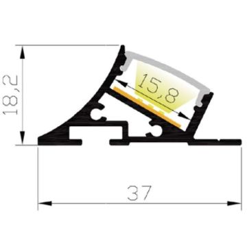 Aluminiumsprofil Lumistar 3720, 2 meter, Aluminium / Opalhvit avdekning