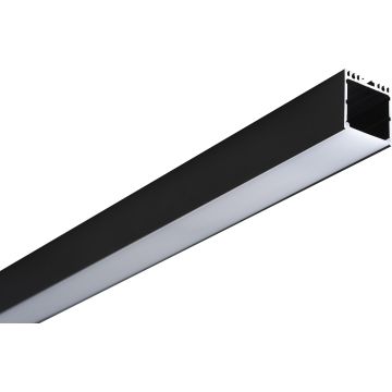 Aluminiumsprofil Lumistar 3735, 2 meter, Sort / Frostet avdekning