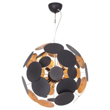 Planet takpendel, diameter 50 cm, Matt sort / Gull innside