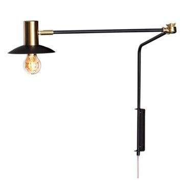 Quinn vegglampe lang, lengde 92 cm, Matt Sort