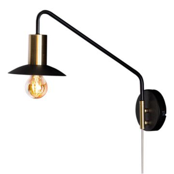 Quinn vegglampe kort, lengde 48 cm, Matt Sort