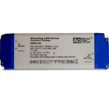 LED transformator 24V DC 50W AcTEC, dimbar