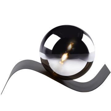 Yoni bordlampe, høyde 12 cm, Sort / Røykfarget Glass
