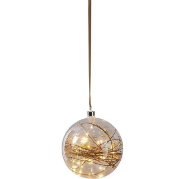 Glow glasskule 20 cm med kvist, ledning og stikk