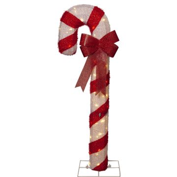 Candycane dekorasjon, LED (x50), varmhvitt lys 3200K, høyde 120 cm
