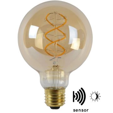 Globe E27 G95 LED 4W 230lm 2200k Rav, Med lyssensor