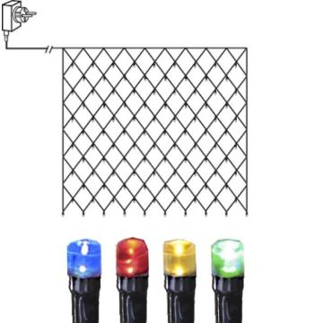 Nett Serie LED 3x3m 180 lys, Sort kabel, Flerfarget lys