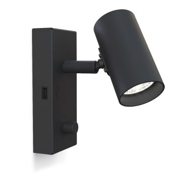 Tyson V5078 vegglampe med dimmer og USB (venstre), fast montering