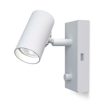 Tyson V5079 vegglampe med dimmer og USB (høyre), fast montering