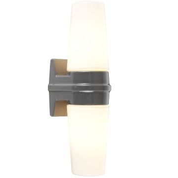 Bernadotte duo vegglampe IP44, Blankt opalhvitt glass