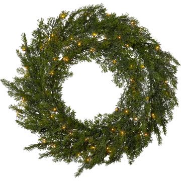 Thuja krans, diameter 60 cm, for batteri, med timer