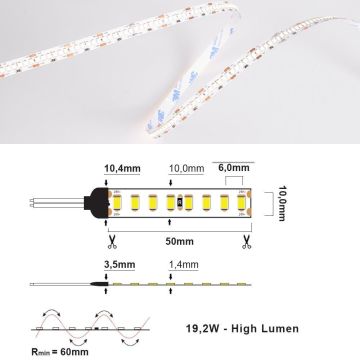 LED Strip 24V IP20 2700K 19,2W/m High lumen, 5 meter pakke