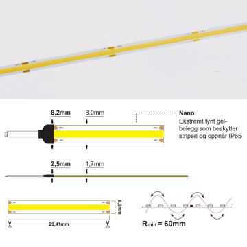 LED strip High Density Light Line 11,2W/m 24V IP65 Nano - 3000K (5m)