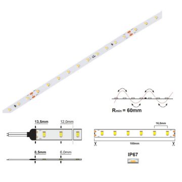LED strip CC IP67 7,2W/M (24V) - 2700K (10M) CRI>90